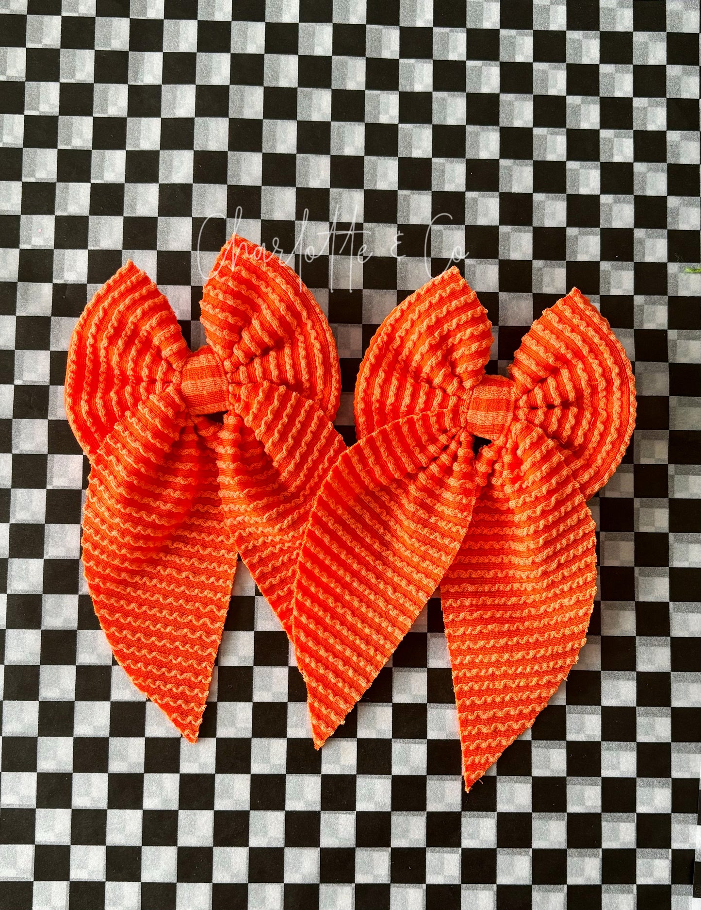 Orange Ribbed Solid Bow