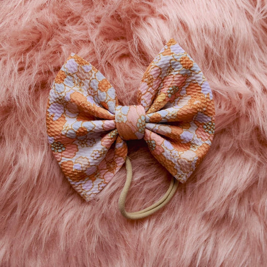 Pink/Orange Floral Bow