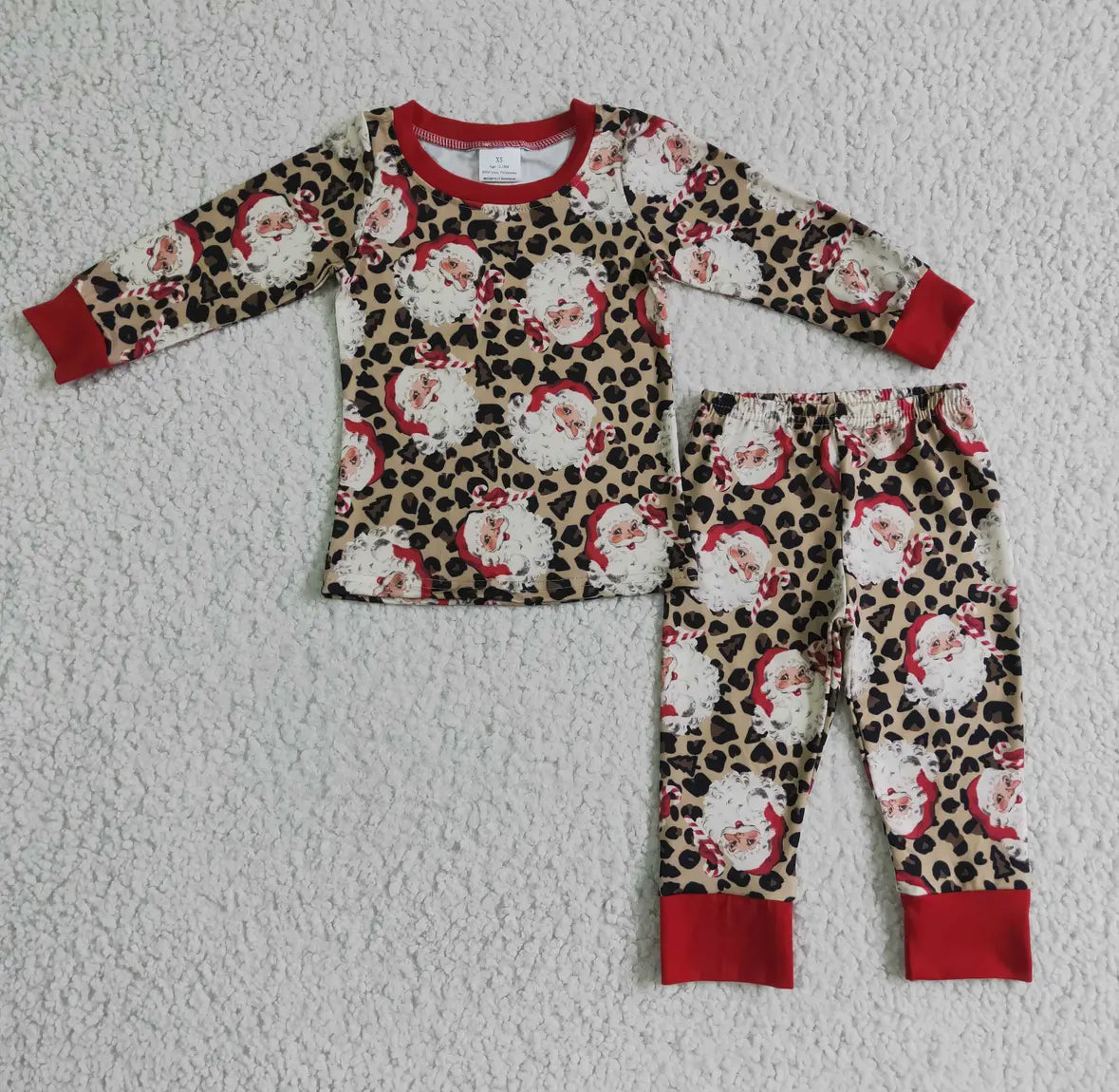 Santa Cheetah 2 Piece Ruffle OR No Ruffle PJ's