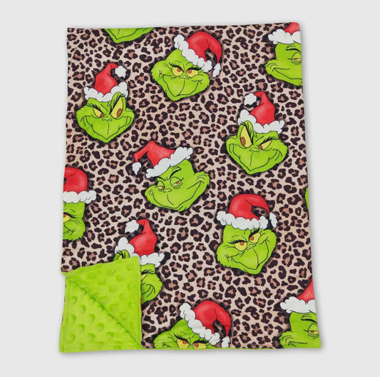 Cheetah Green Guy Minky Blanket (29in x 43in)