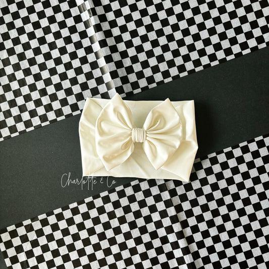 White Pleather Bow