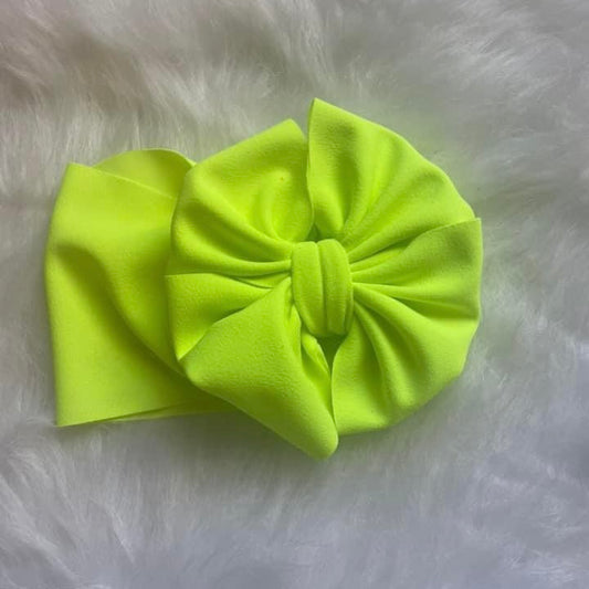 Neon Green Crepe Solid Bow