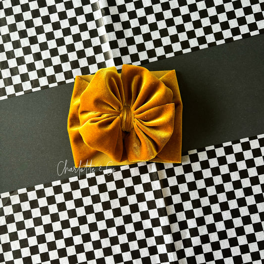 Solid Mustard Velvet Bow