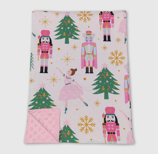 Pink Nutcracker Minky Blanket (29in x 43in)