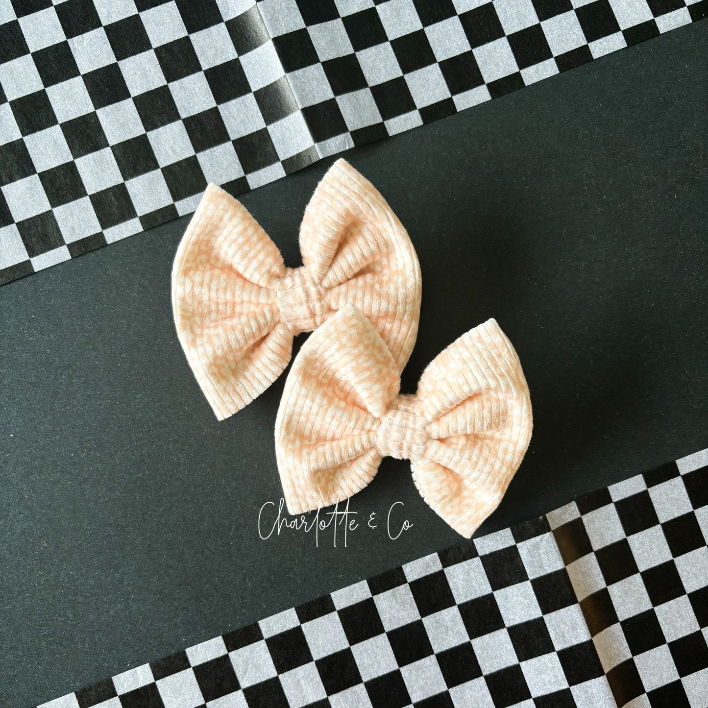 Baby Pink Leopard Velvet Bow