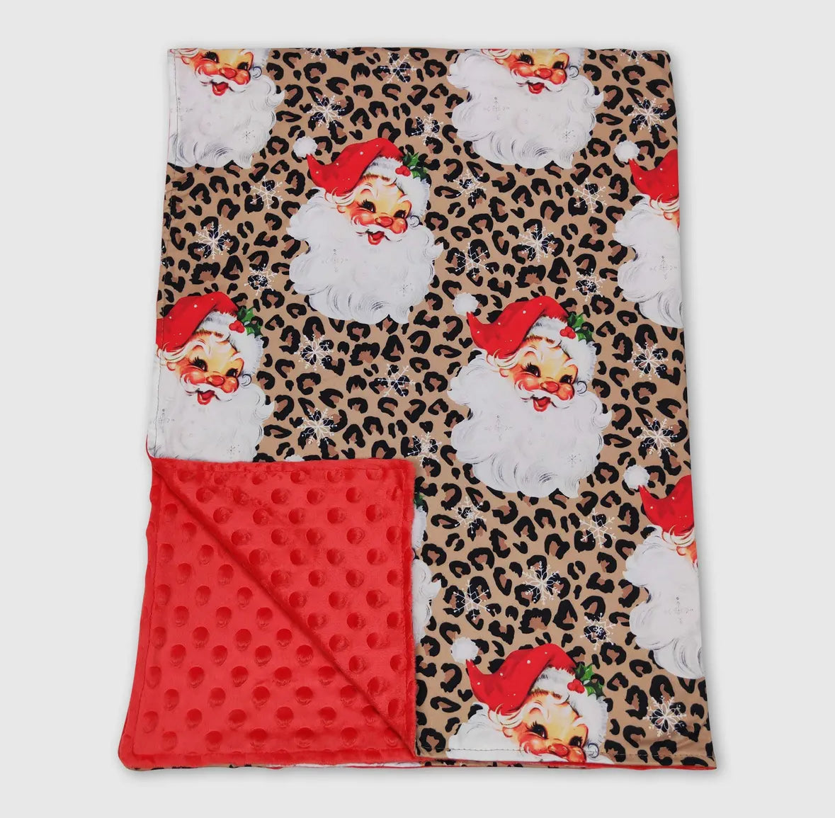 Cheetah Santa Minky Blanket (29in x 43in)