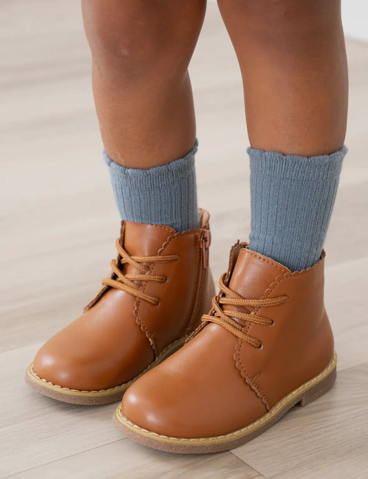 Scallop Trim Brown Vintage Boots