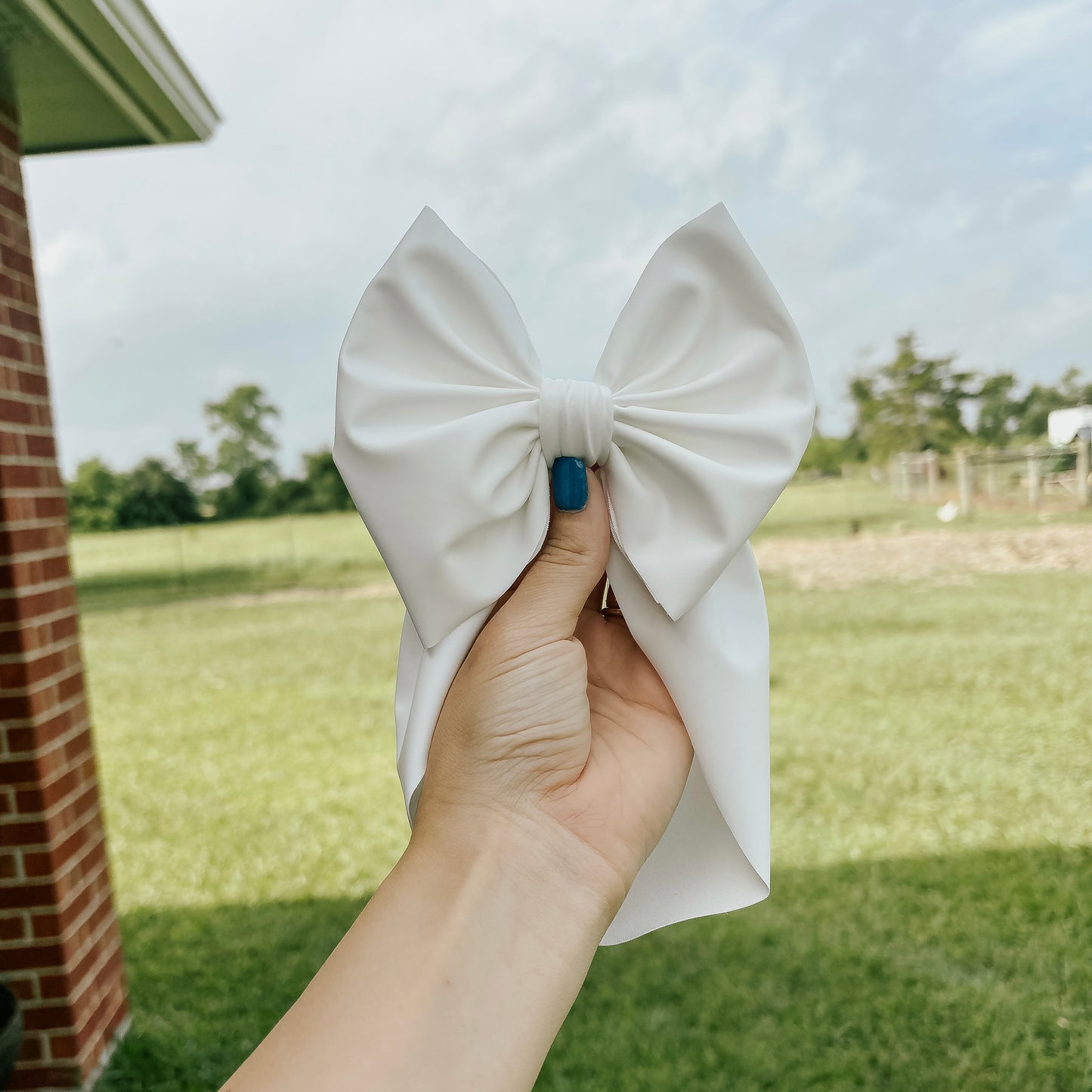 White Pleather Bow