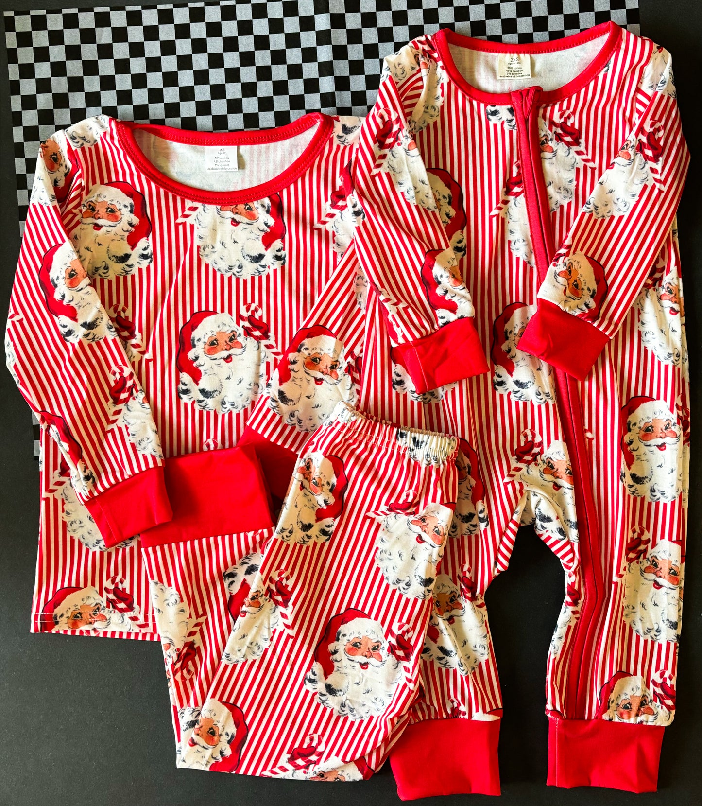 Red Striped Santa Zipper PJ's