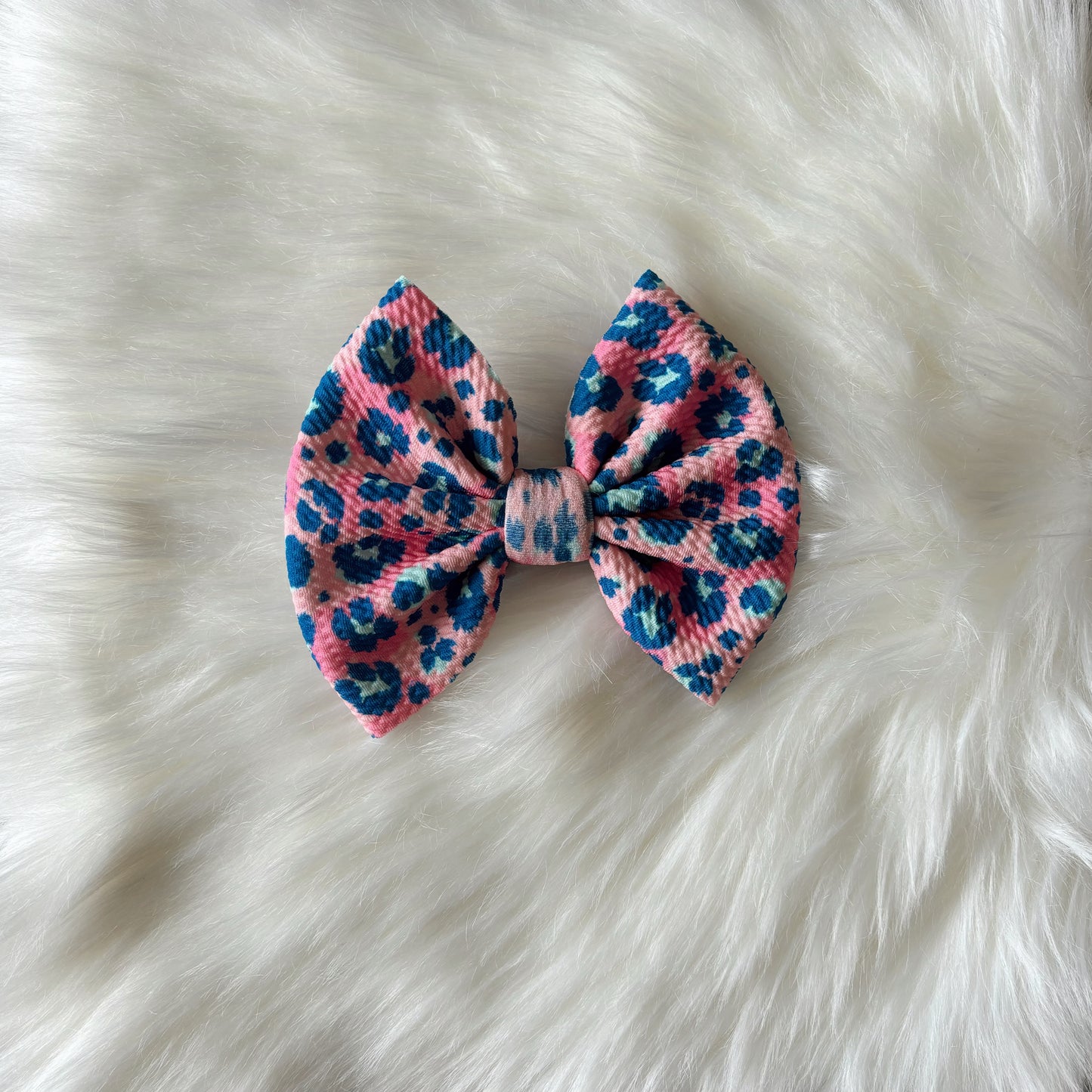 Pink & Blue Leopard Bow (LAST CALL)