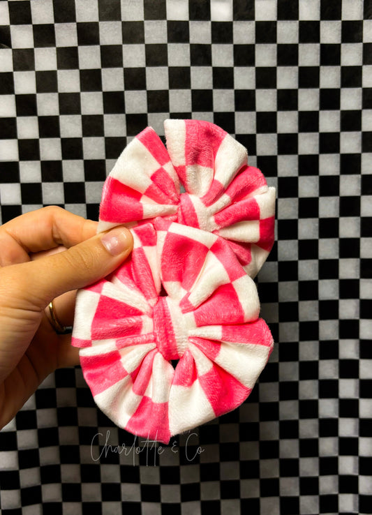 Pink Checkered Velvet Bow