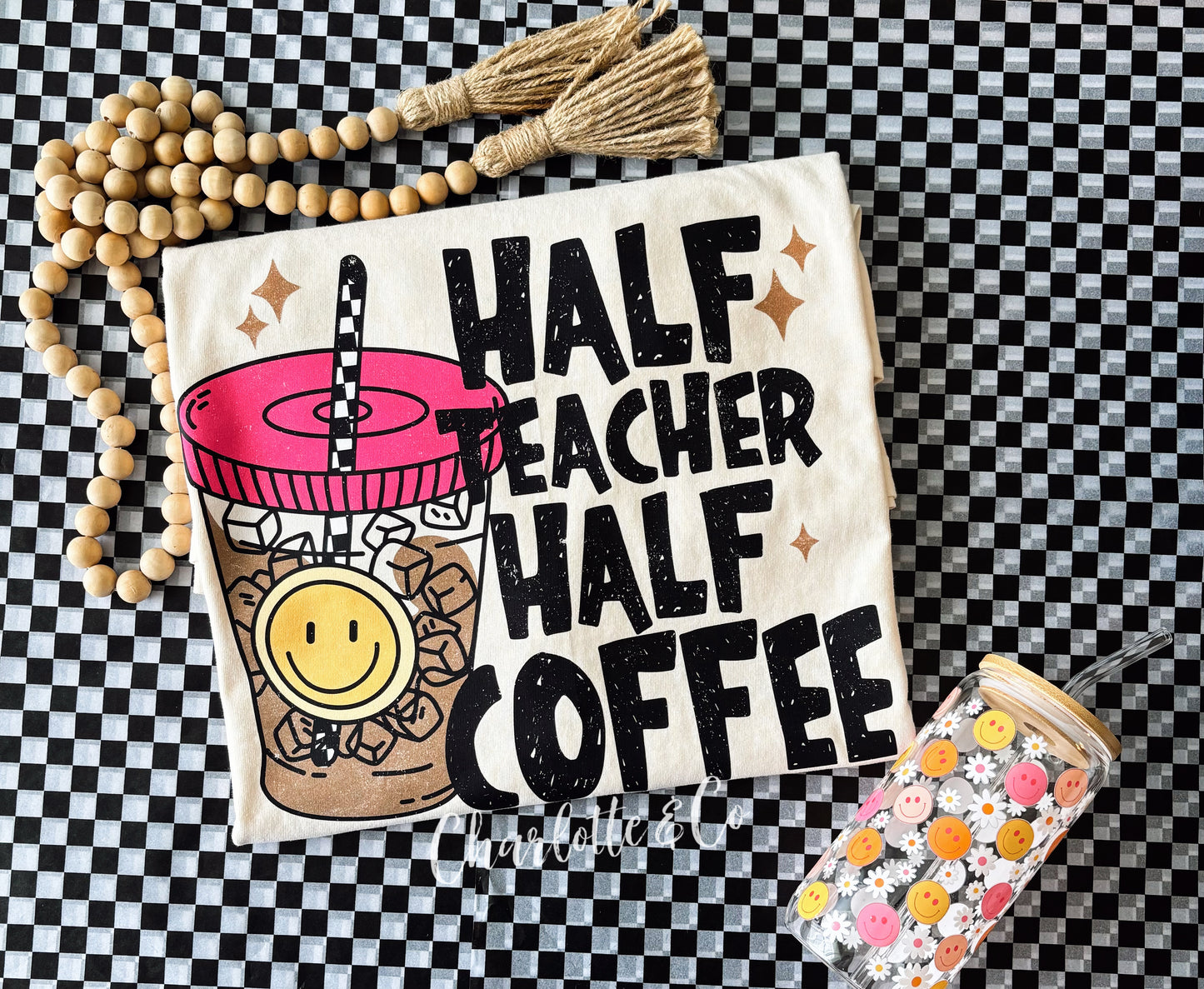 Half Teacher Half Coffee Tee (Ivory/Cream Tee)