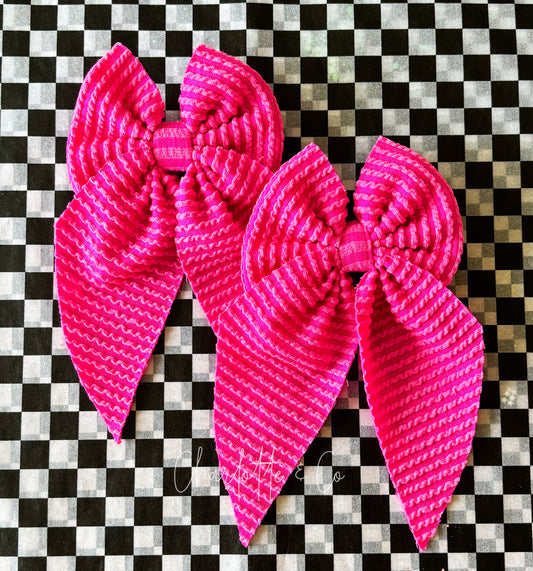 Pink Ribbed Solid Bow