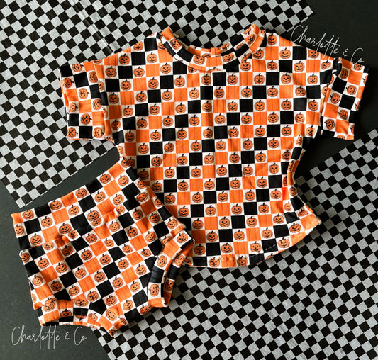 Pumpkin Checkered Handmade Lounge Set