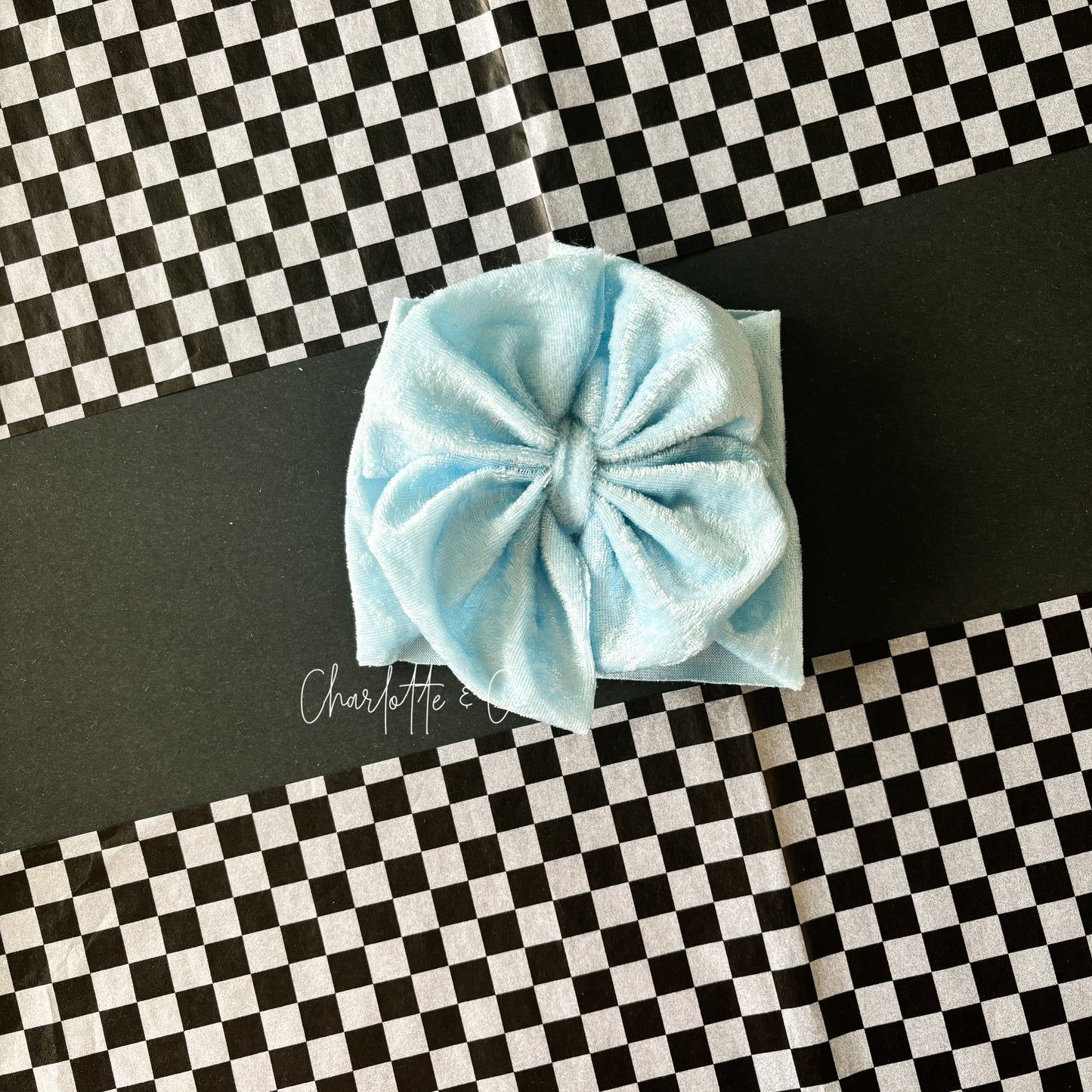 Solid Blue Velvet Bow