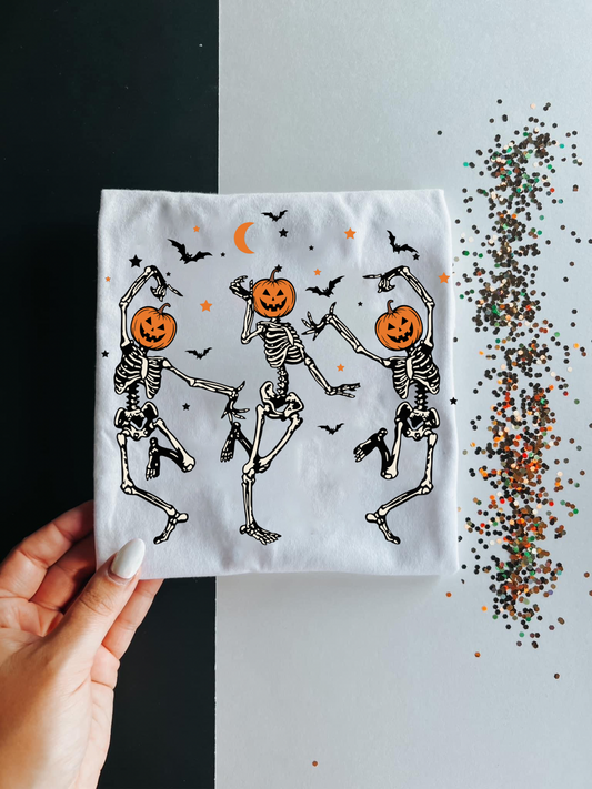 Pumpkin Skelly Tee | Cream Tee