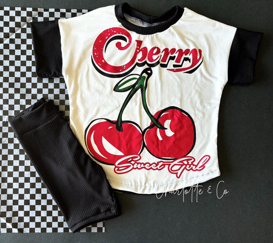 Handmade Up-Cycled Cherry Lounge Set W/ Biker Shorts