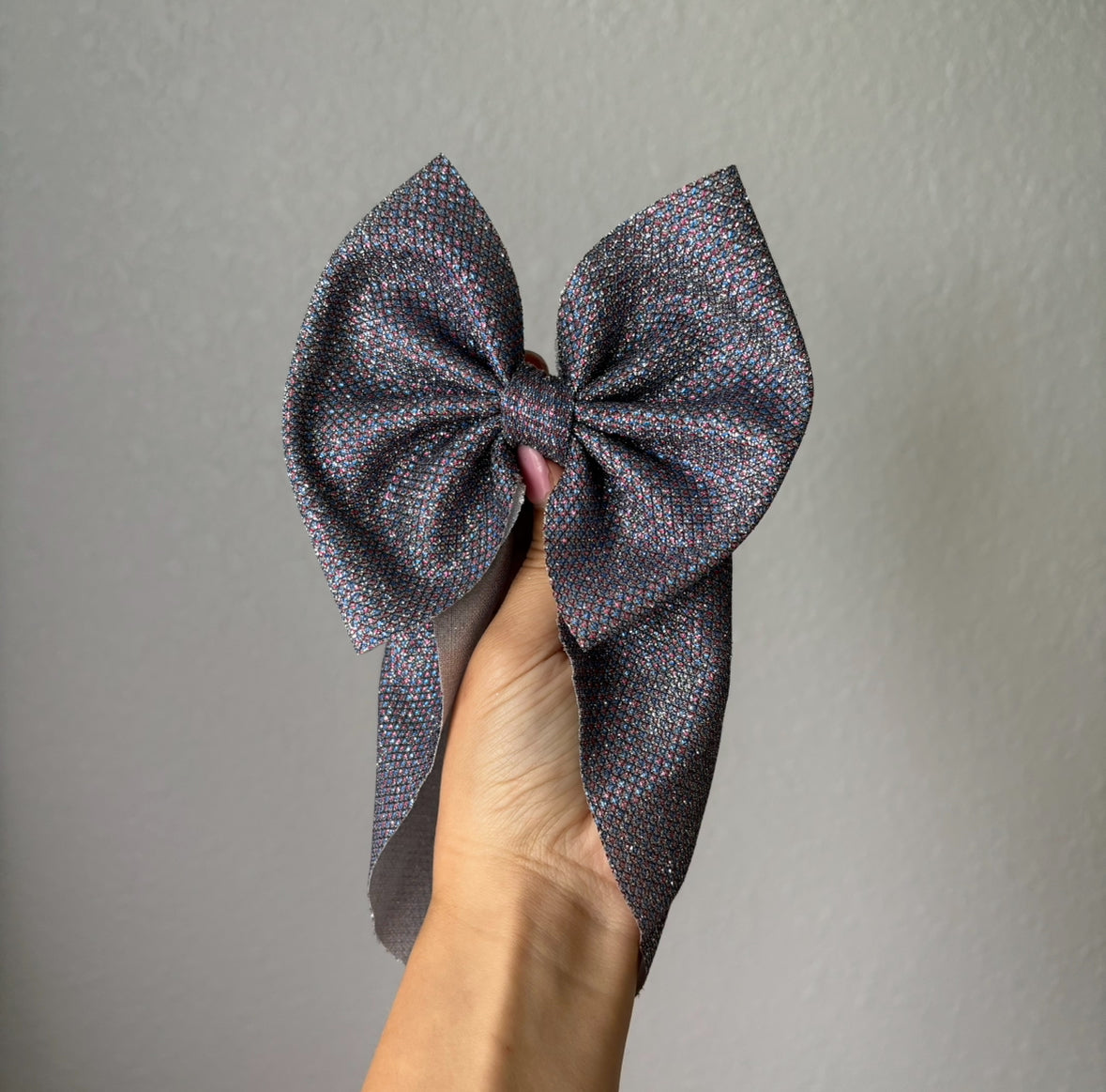 Red, Silver, Blue Glitter Bow