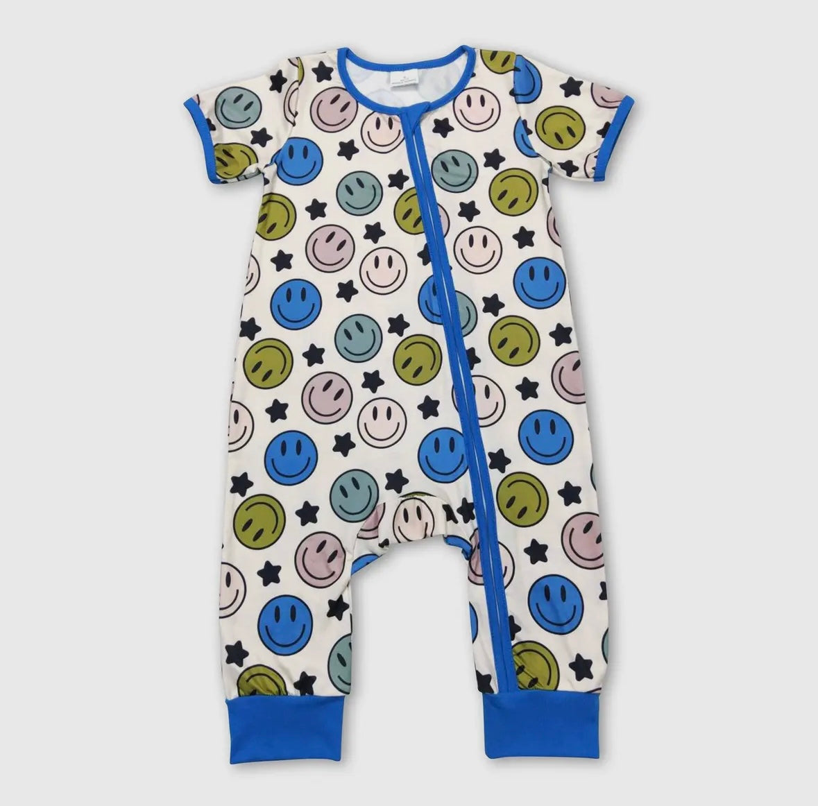 Blue Smiley Long PJ's