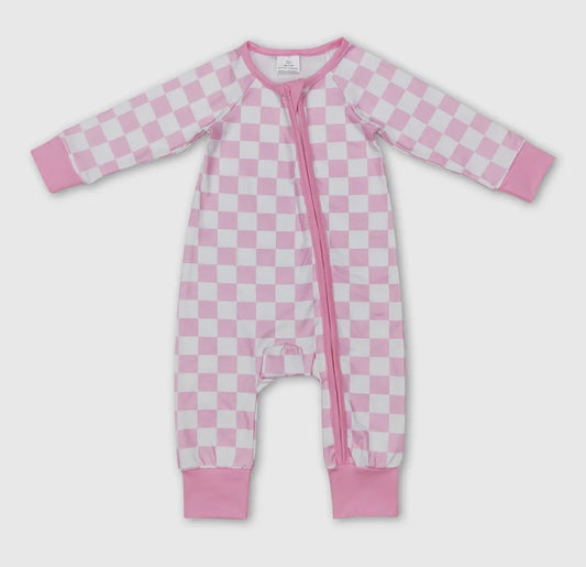 Pink Checkered Long Sleeve PJ's