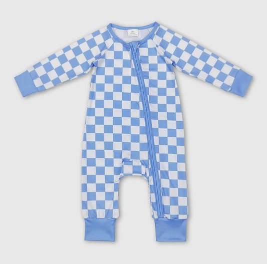 Blue Checkered Long Sleeve PJ's