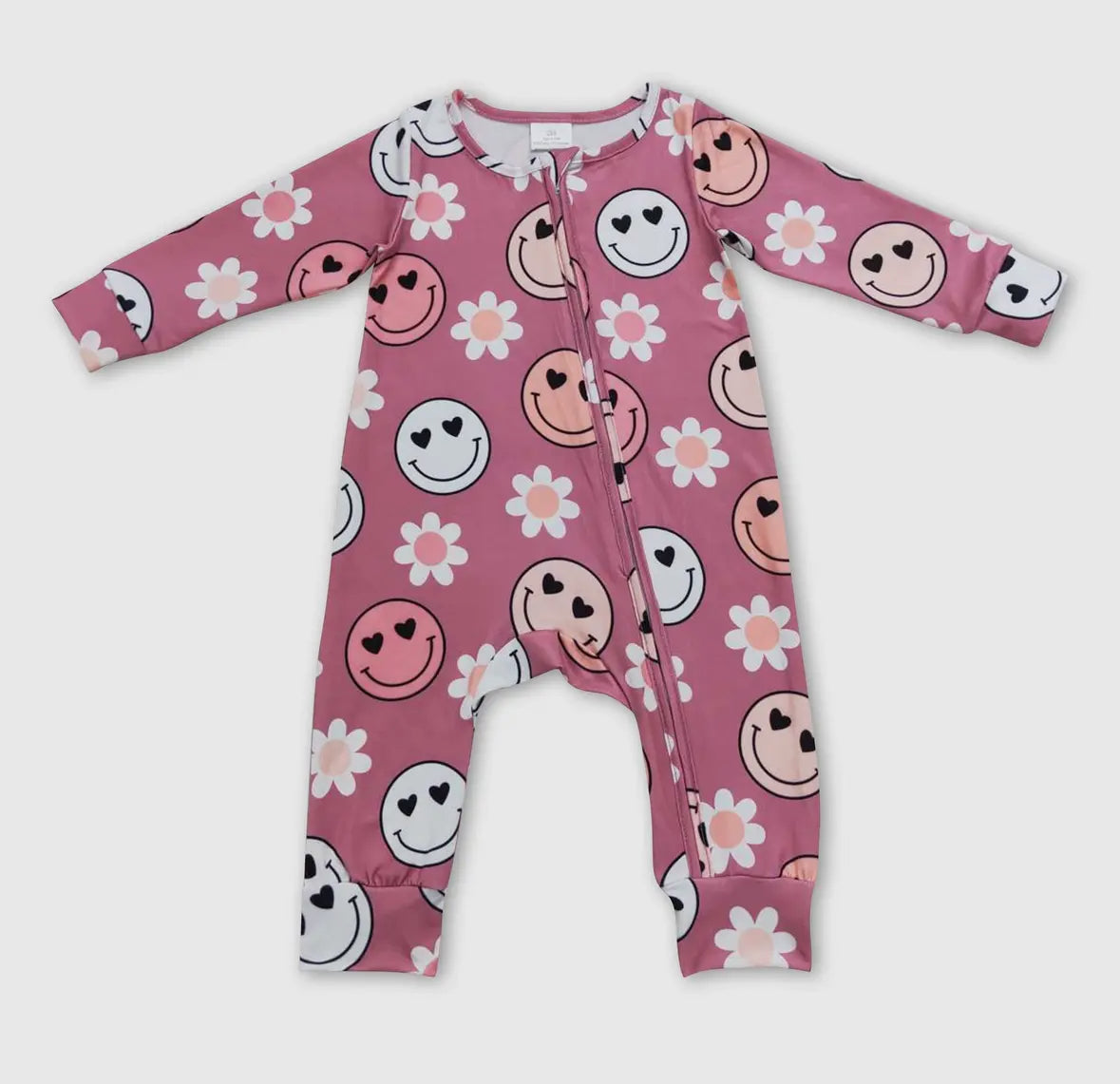 Pink Smiley Long Sleeve PJ's