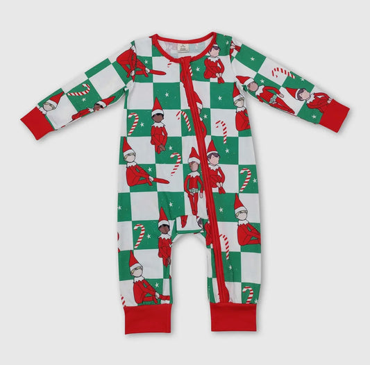 Red Elf Zipper PJ's