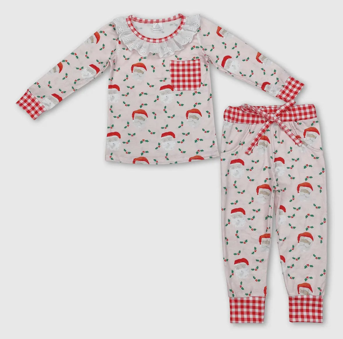 Santa Mistletoe 2 Piece Ruffle PJ's