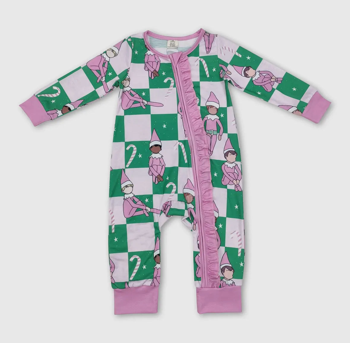 Pink Elf Ruffle Zipper PJ's