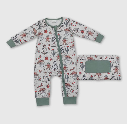 Howdy Santa Gingerbread Zipper PJ's