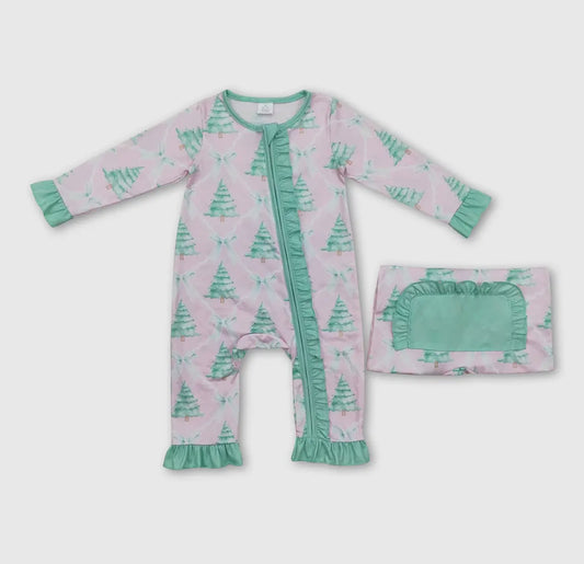 Christmas Tree Bows Zipper PJ's