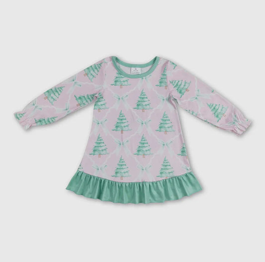 Christmas Tree Bows Girls Nightgown