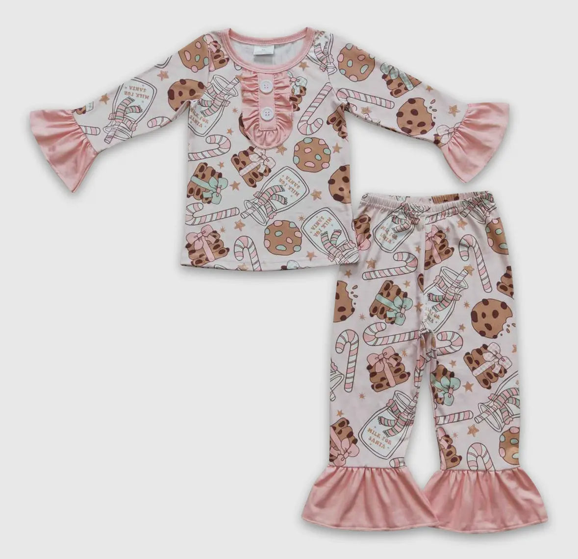 Cookies & Milk Pink Ruffle 2 Piece PJ's