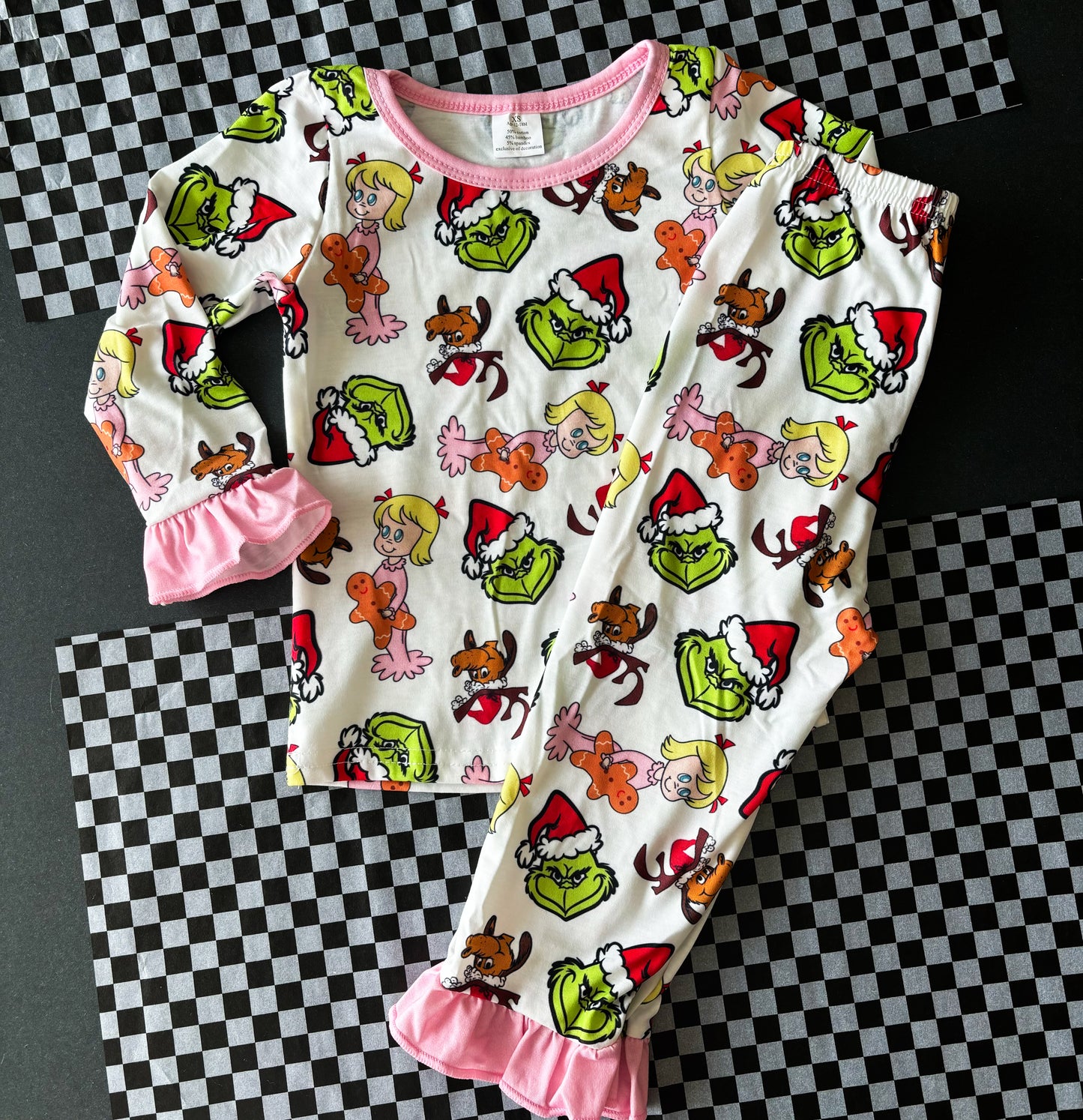 Girly Green Guy 2 Piece Ruffle PJ's