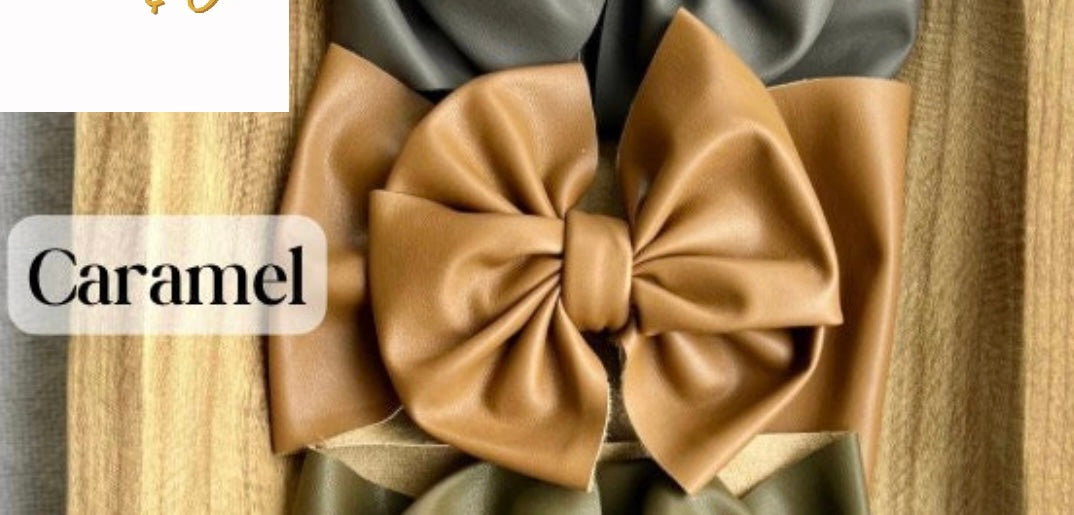 Caramel Pleather Bow